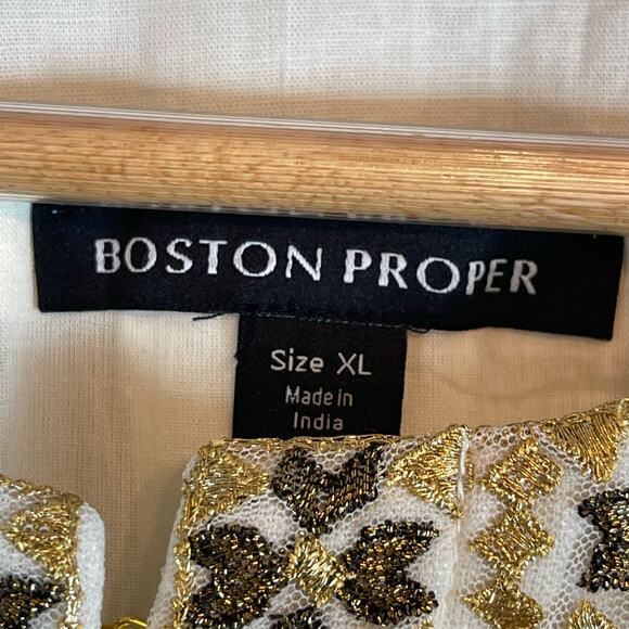 Boston Proper Floral Embroidered Metallic Trim Jacket XL - Picture 9 of 9